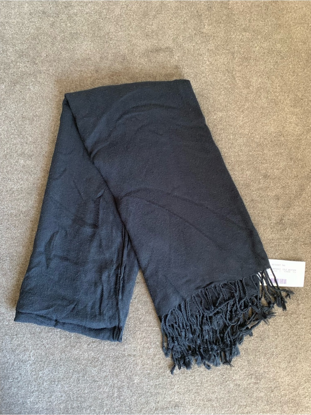 Classic Black Twist Fringe Scarf Viscose/Acrylic Blend